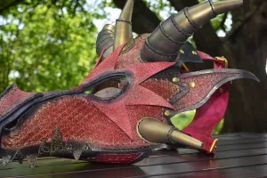 Stamped Leather Dragon Mask - (choose your color - adjustable fit for adults)