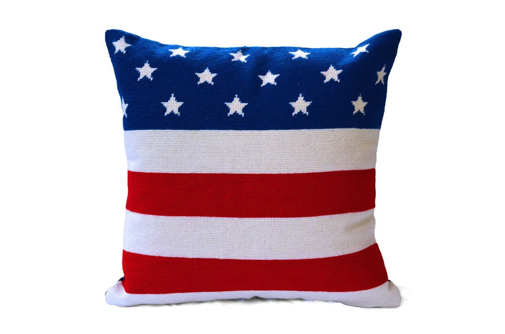 Stars and Stripes Needlepoint Pillow