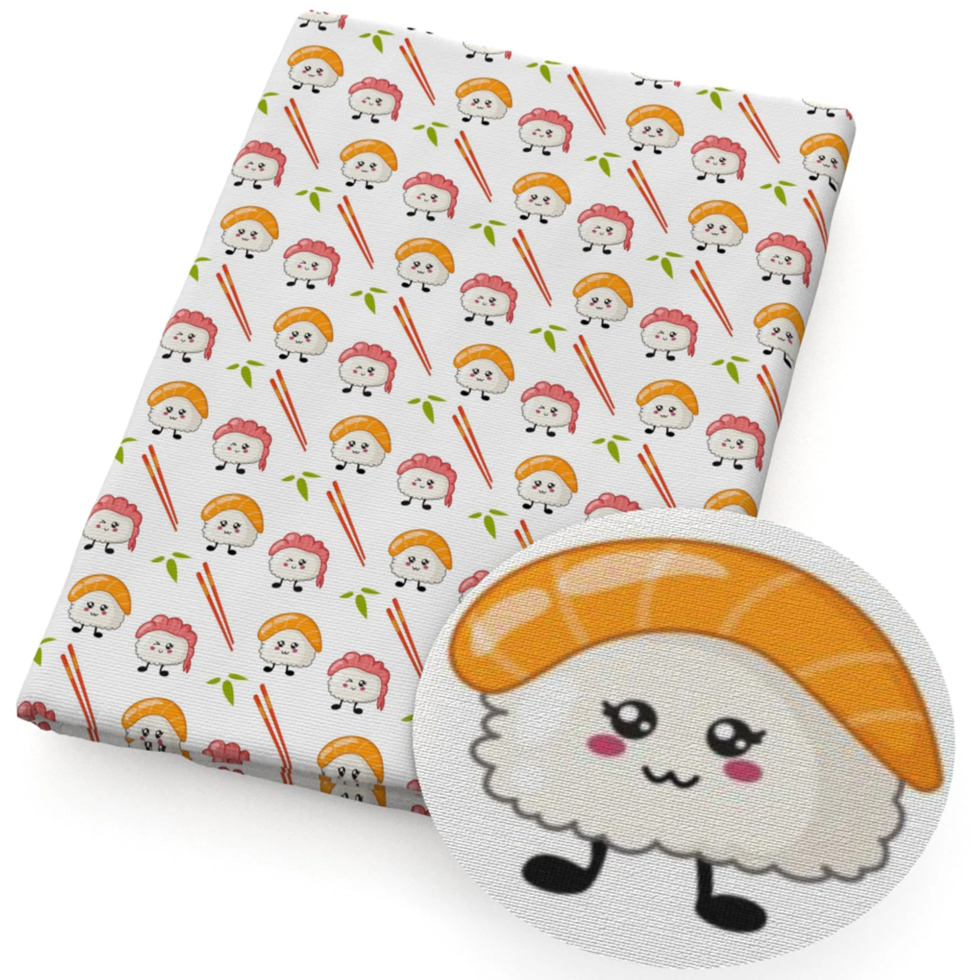 Sushi Theme Printed Fabric