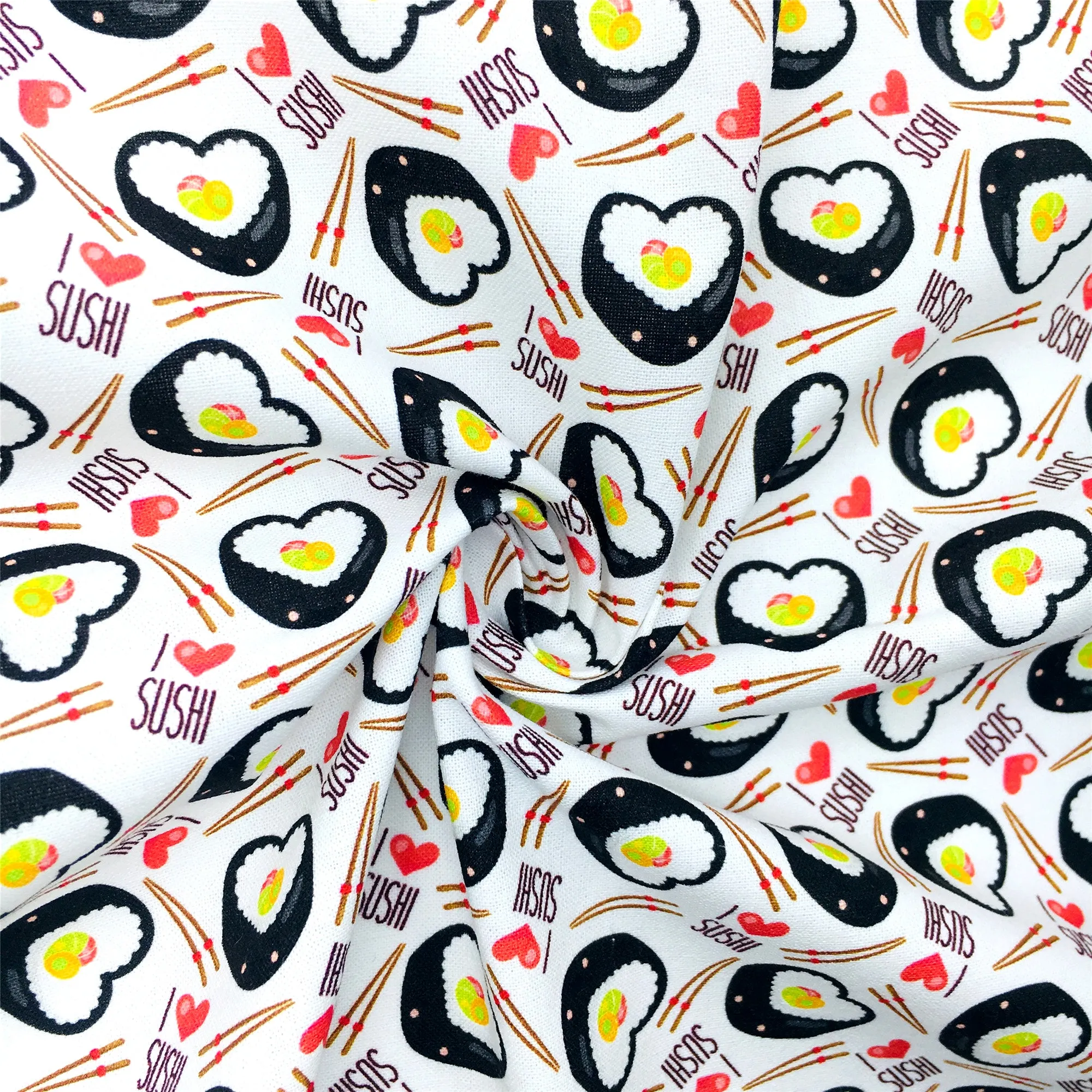 Sushi Theme Printed Fabric