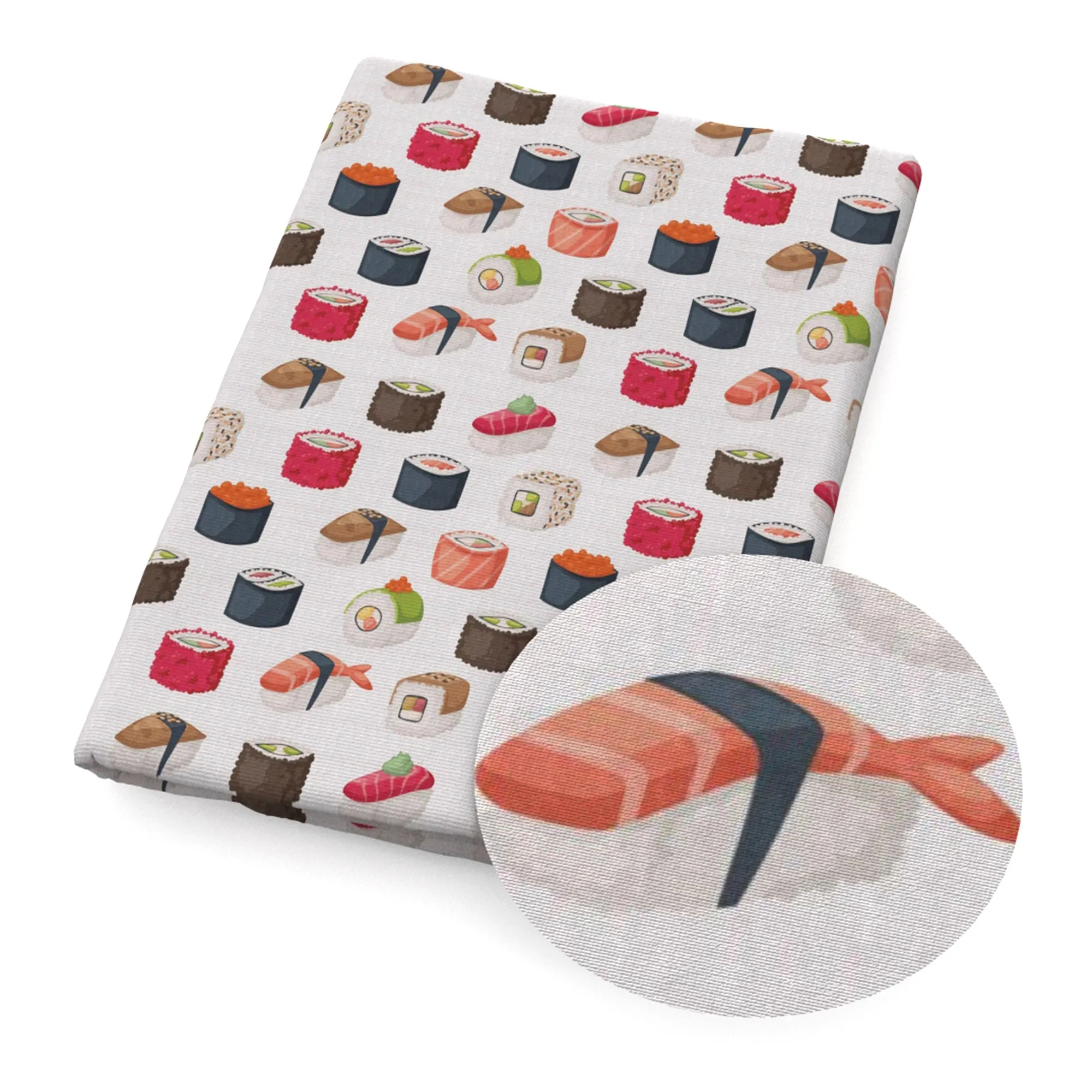 Sushi Theme Printed Fabric