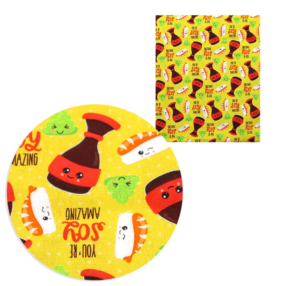 Sushi Theme Printed Fabric