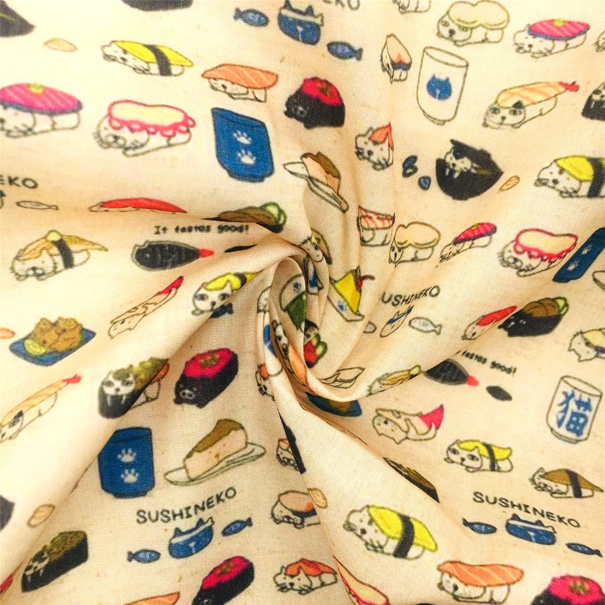 Sushi Theme Printed Fabric