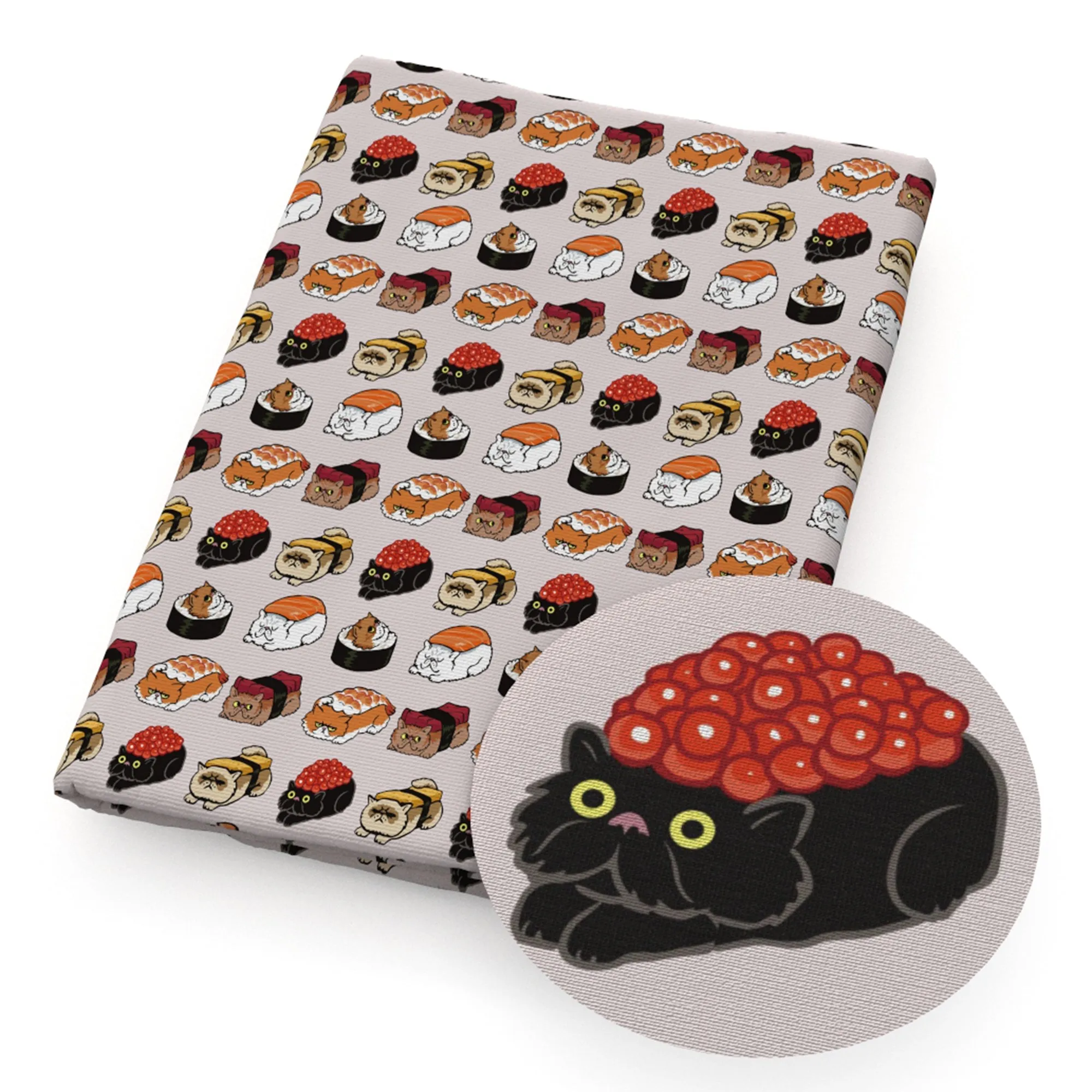 Sushi Theme Printed Fabric