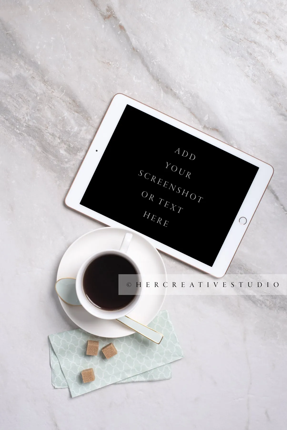 Tablet and Tea Mockup