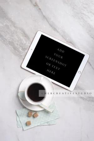 Tablet and Tea Mockup