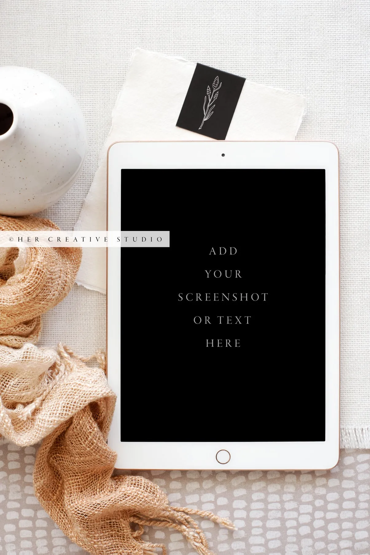 Tablet, Scarf and Notepaper, Stock Image.