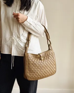 Taupe Woven Leather Handbag