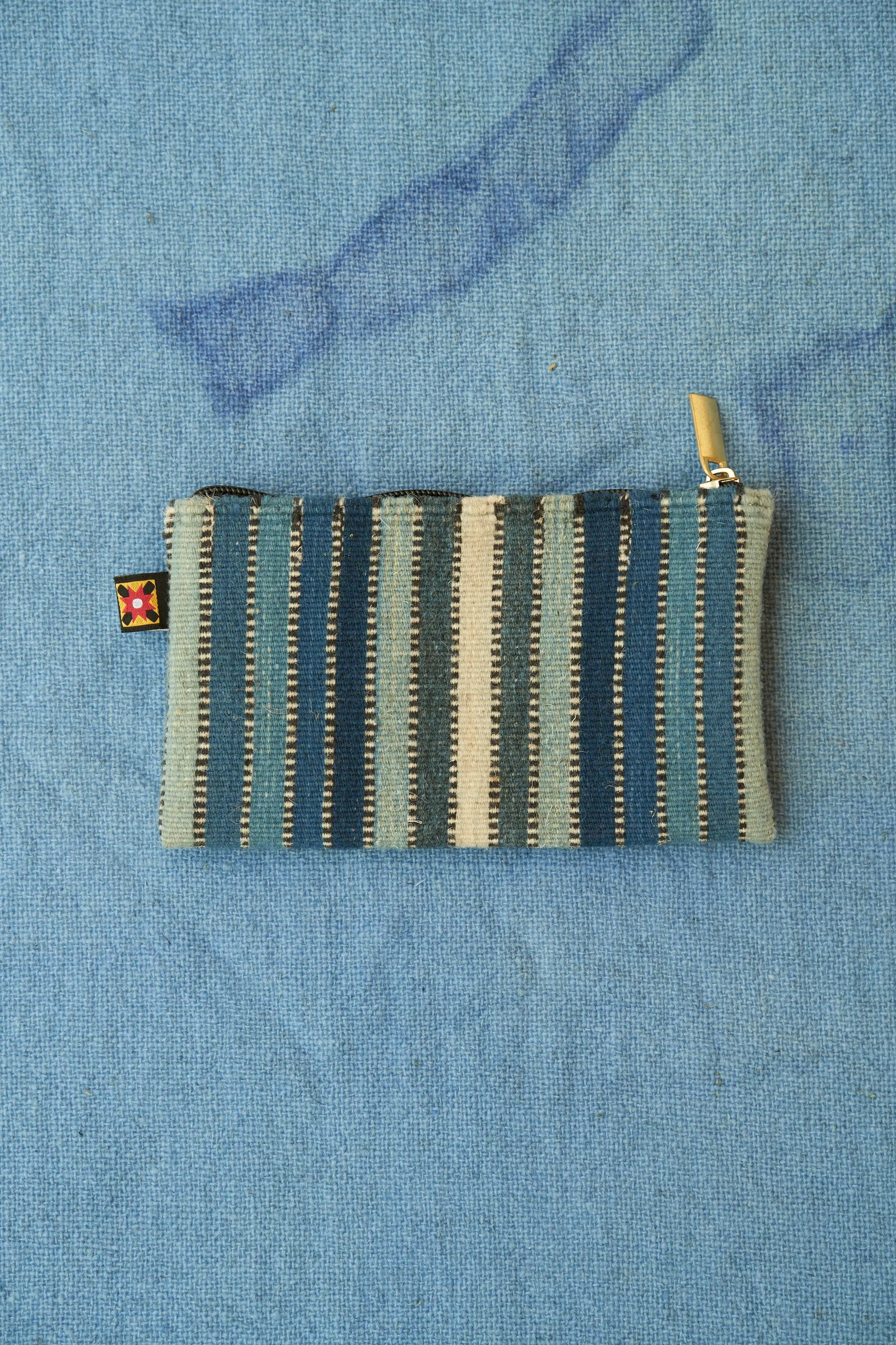Teotitlan Indigo Beach Wallet in Vertical Stripes