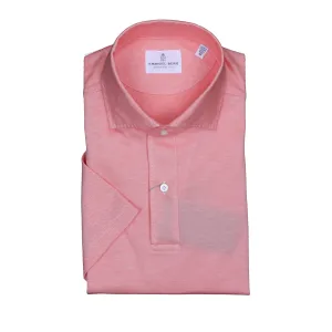 Textured Jacquard Luxe Knit Polo in Bright Orange