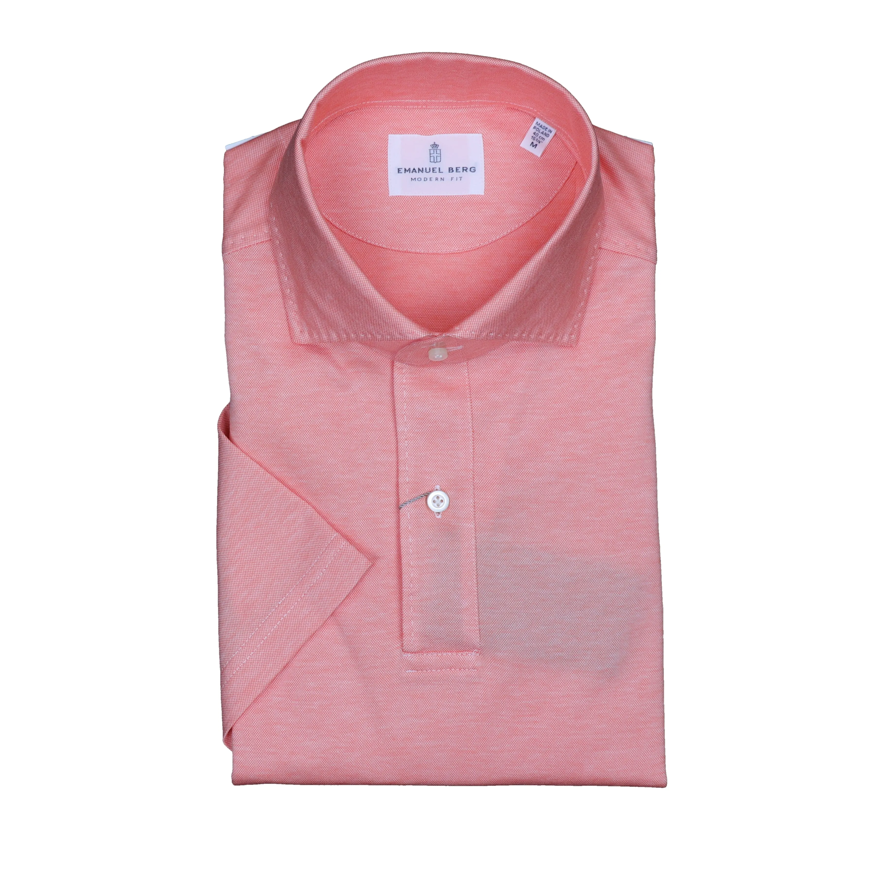 Textured Jacquard Luxe Knit Polo in Bright Orange