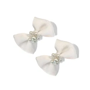 The Aster Childs White Bow Clip Set
