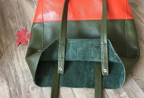 Two Tone Leather Tote Womens Vertical Tote Bag Large Vertical Leather Tote