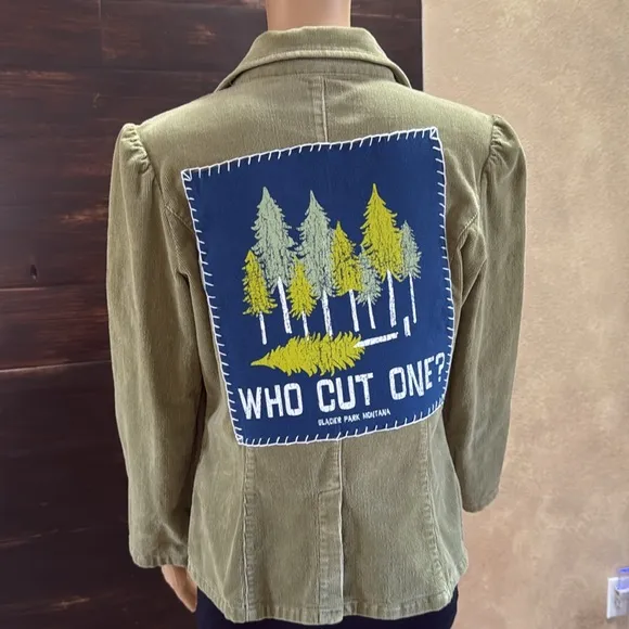 Upcycled (Who Cut One) Lime Cordouy Blazer Size Large