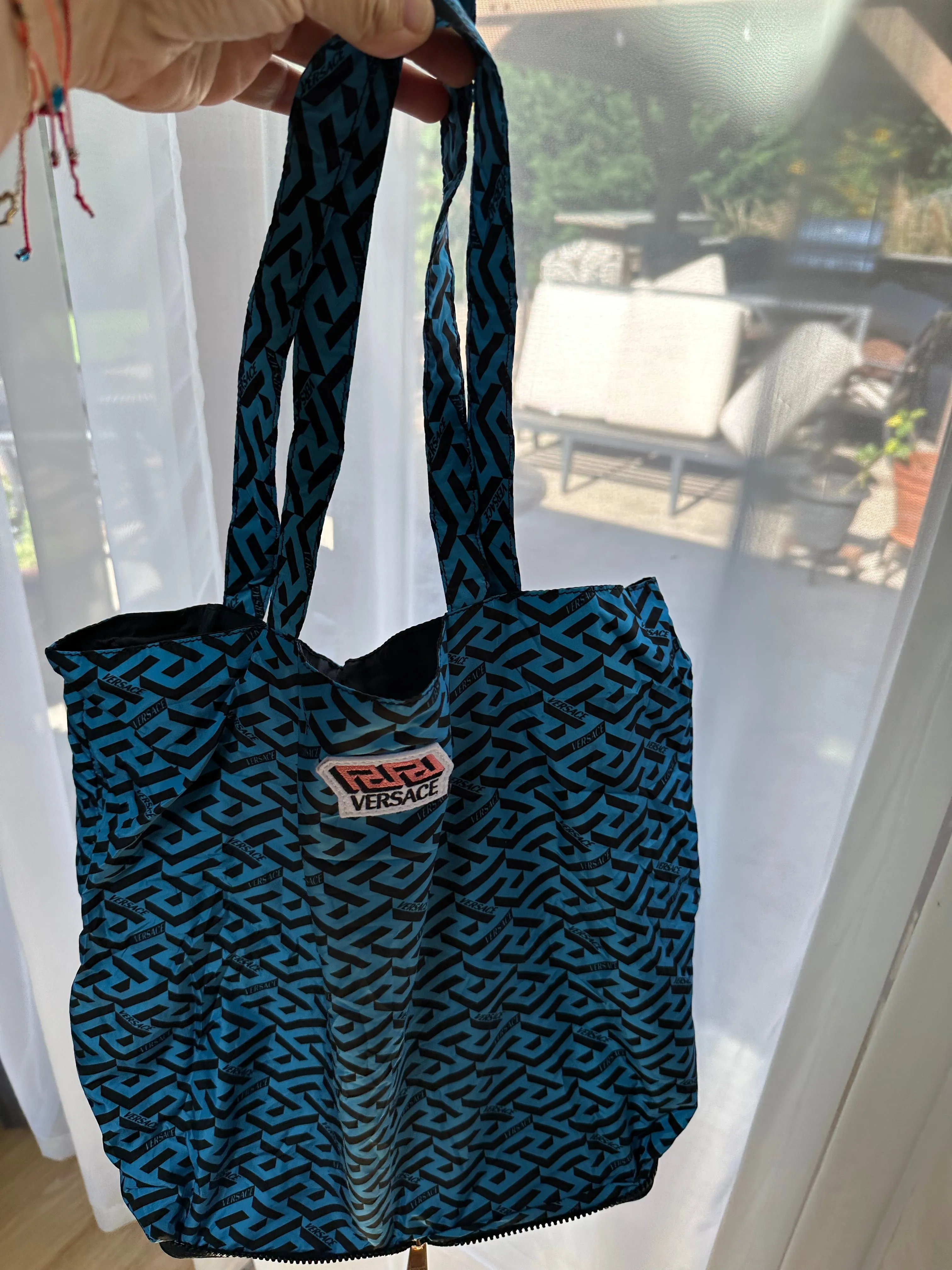 Versace La Greca Printed Nylon Tote Bag