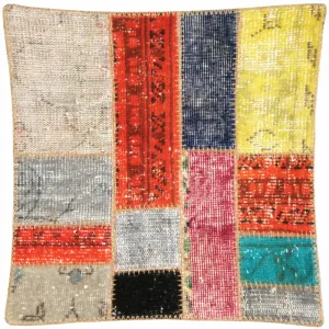 Vintage Turkish OverDyed Patchwork Pillow - 24" x 24"