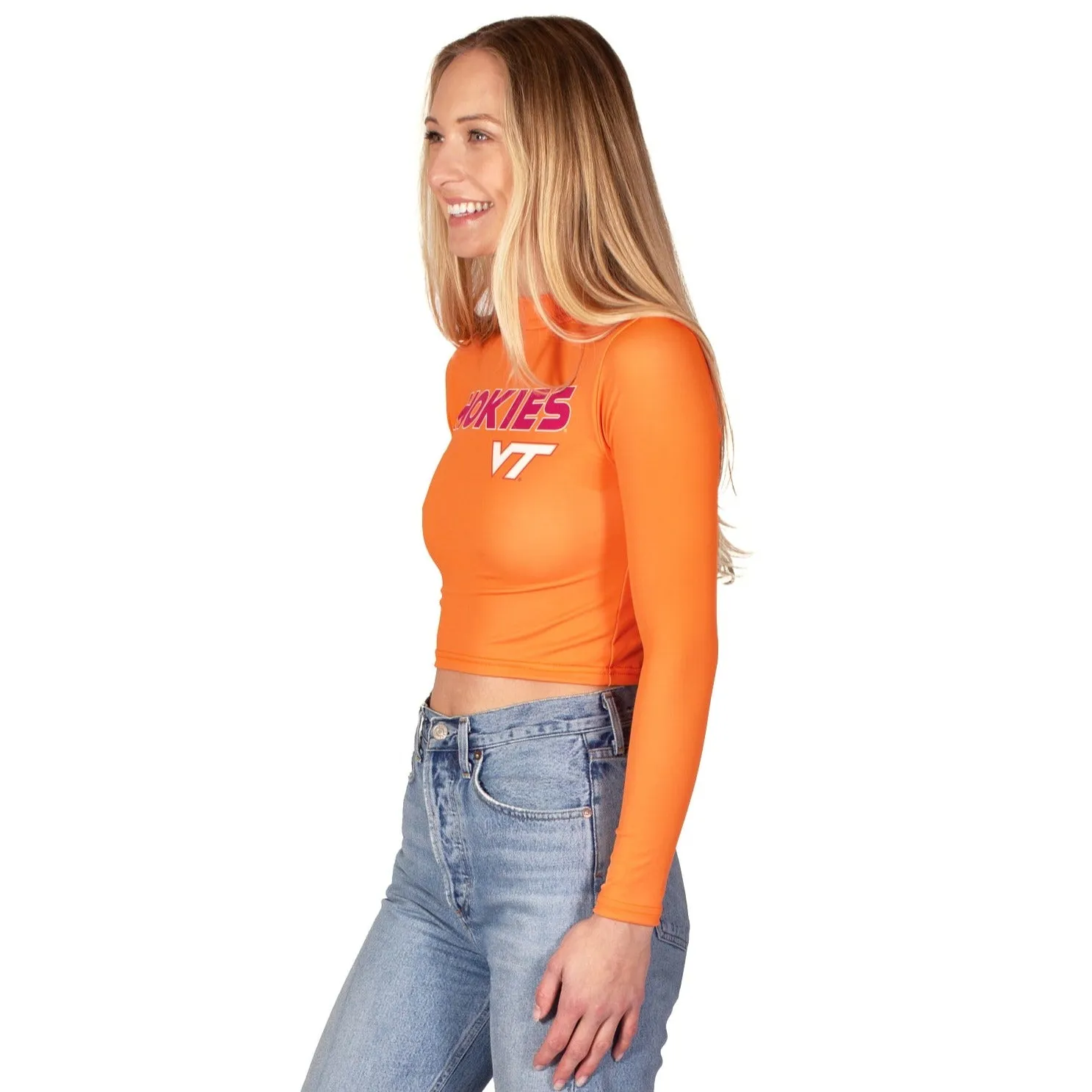 Virginia Tech Orange Mock Neck Top