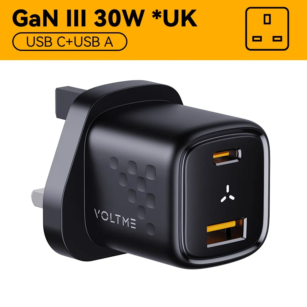 VOLTME 30W GaN Charger USB A   USB C Charger Fast Charging PD 3.0 QC 4.0  Support PPS AFC FCP SCP MTK For iPhone 13 12 Pro Max