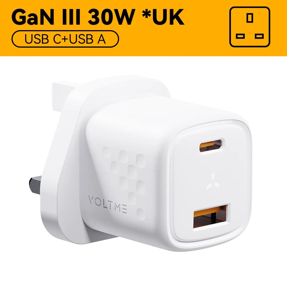 VOLTME 30W GaN Charger USB A   USB C Charger Fast Charging PD 3.0 QC 4.0  Support PPS AFC FCP SCP MTK For iPhone 13 12 Pro Max