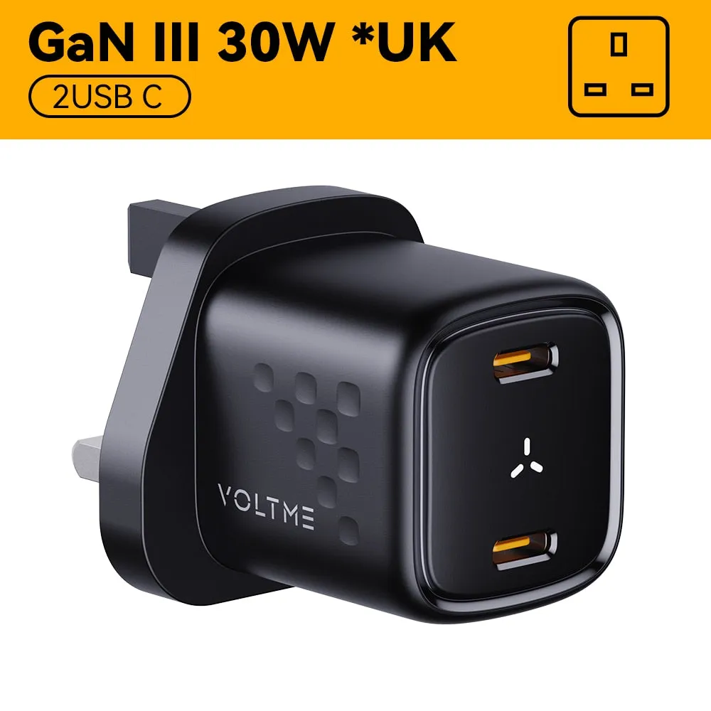 VOLTME 30W GaN Charger USB A   USB C Charger Fast Charging PD 3.0 QC 4.0  Support PPS AFC FCP SCP MTK For iPhone 13 12 Pro Max