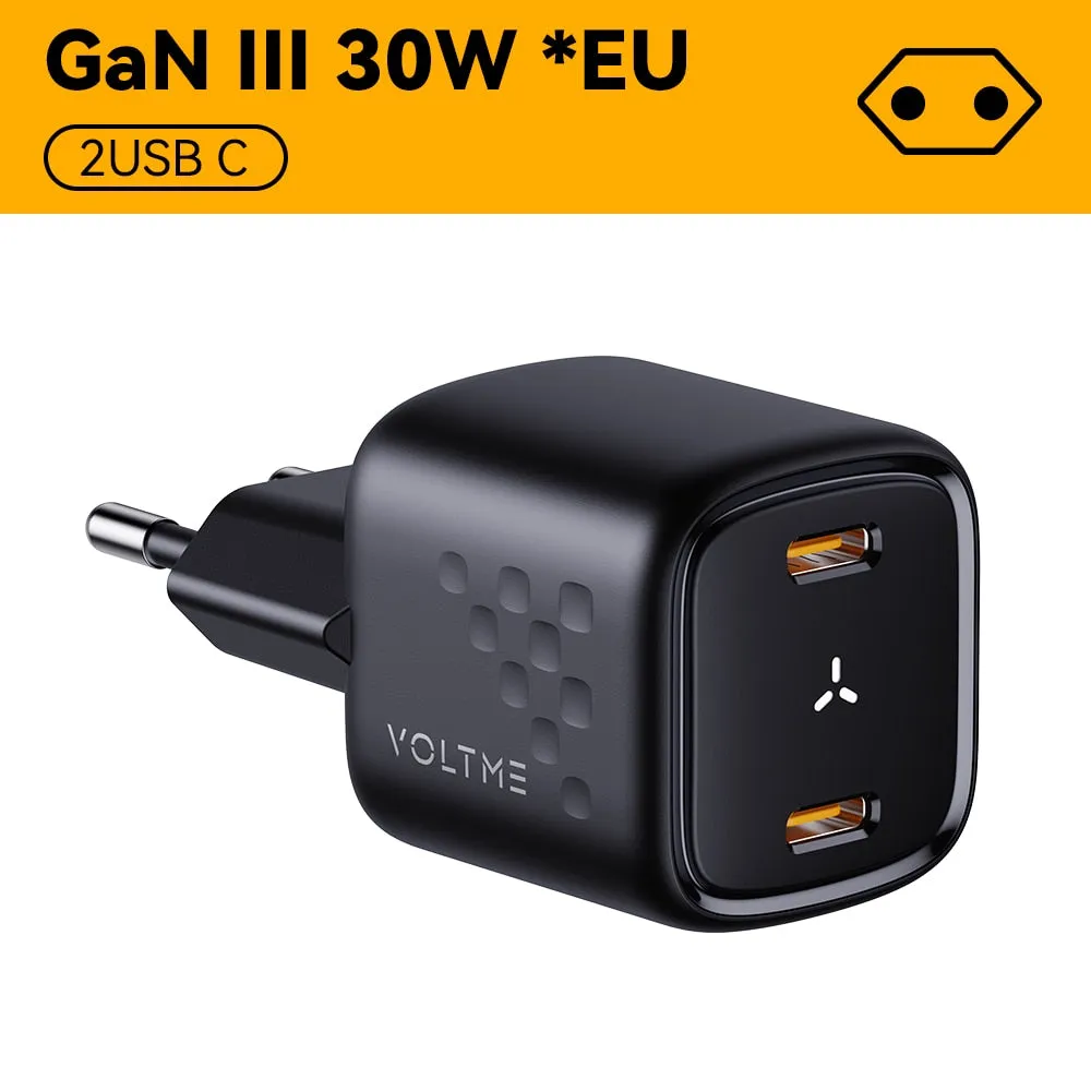 VOLTME 30W GaN Charger USB A   USB C Charger Fast Charging PD 3.0 QC 4.0  Support PPS AFC FCP SCP MTK For iPhone 13 12 Pro Max