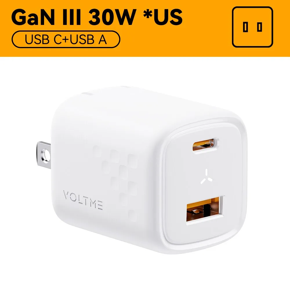 VOLTME 30W GaN Charger USB A   USB C Charger Fast Charging PD 3.0 QC 4.0  Support PPS AFC FCP SCP MTK For iPhone 13 12 Pro Max