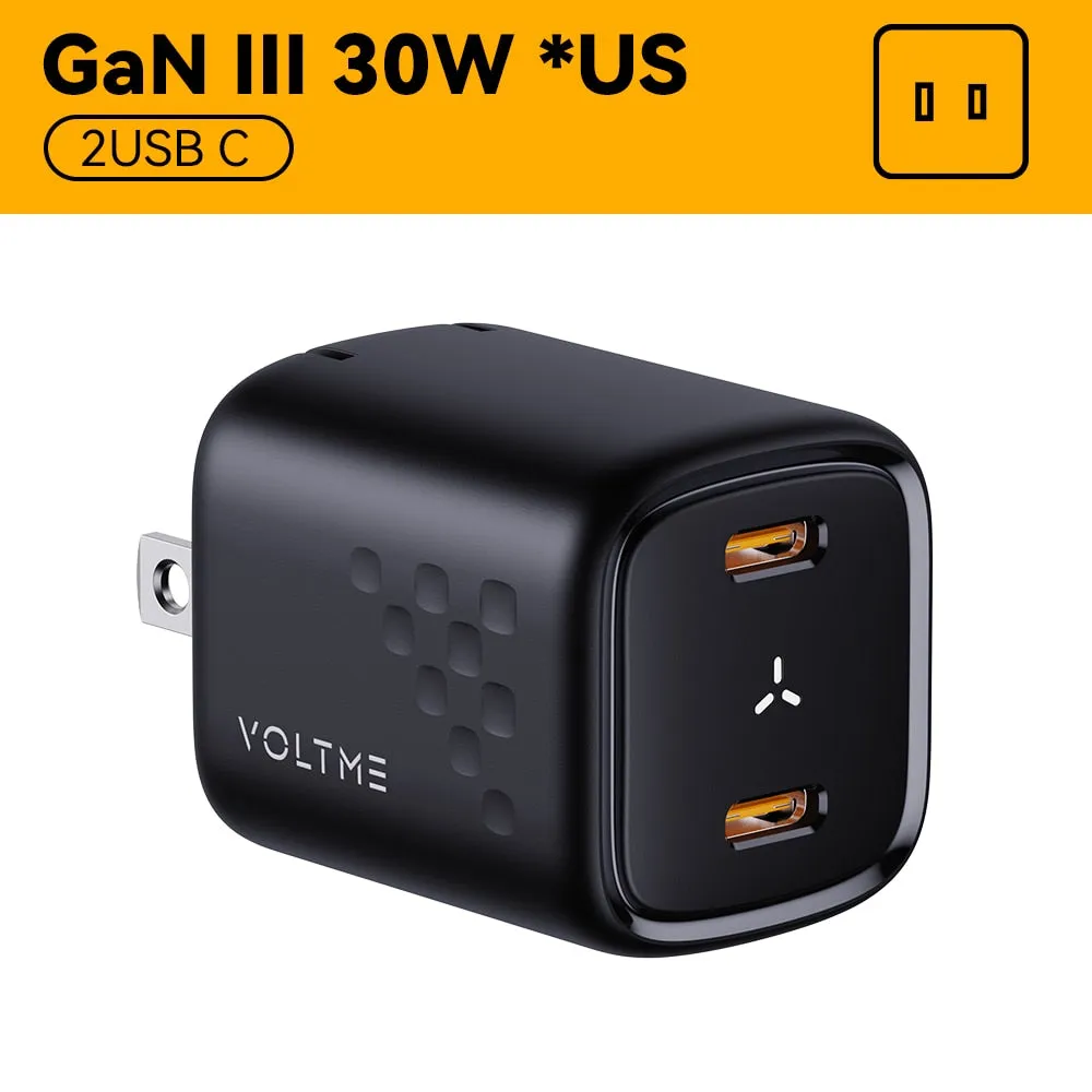 VOLTME 30W GaN Charger USB A   USB C Charger Fast Charging PD 3.0 QC 4.0  Support PPS AFC FCP SCP MTK For iPhone 13 12 Pro Max
