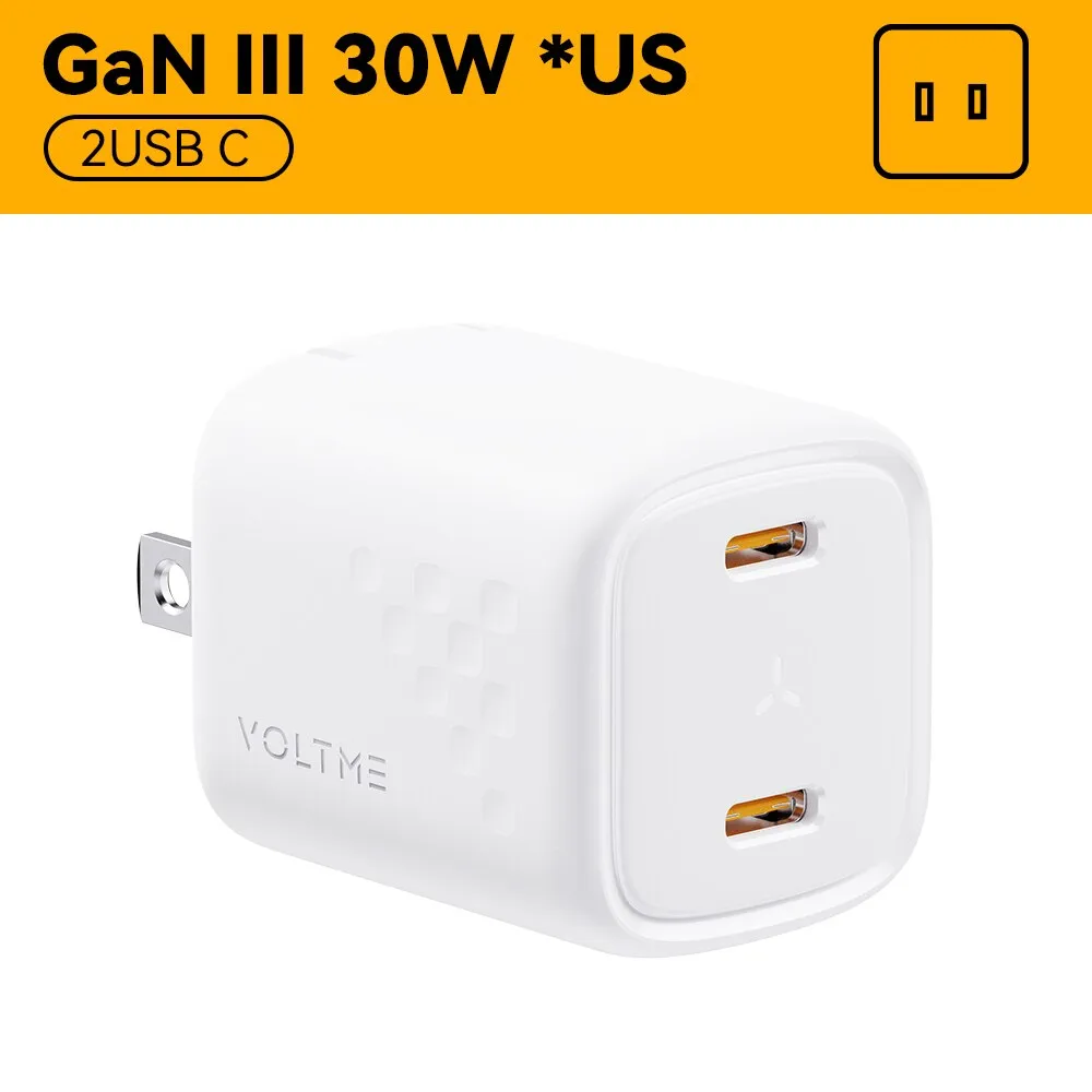VOLTME 30W GaN Charger USB A   USB C Charger Fast Charging PD 3.0 QC 4.0  Support PPS AFC FCP SCP MTK For iPhone 13 12 Pro Max