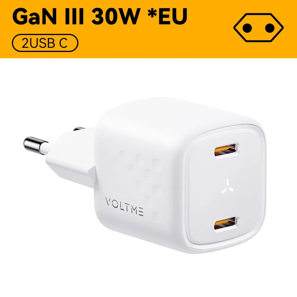 VOLTME 30W GaN Charger USB A   USB C Charger Fast Charging PD 3.0 QC 4.0  Support PPS AFC FCP SCP MTK For iPhone 13 12 Pro Max