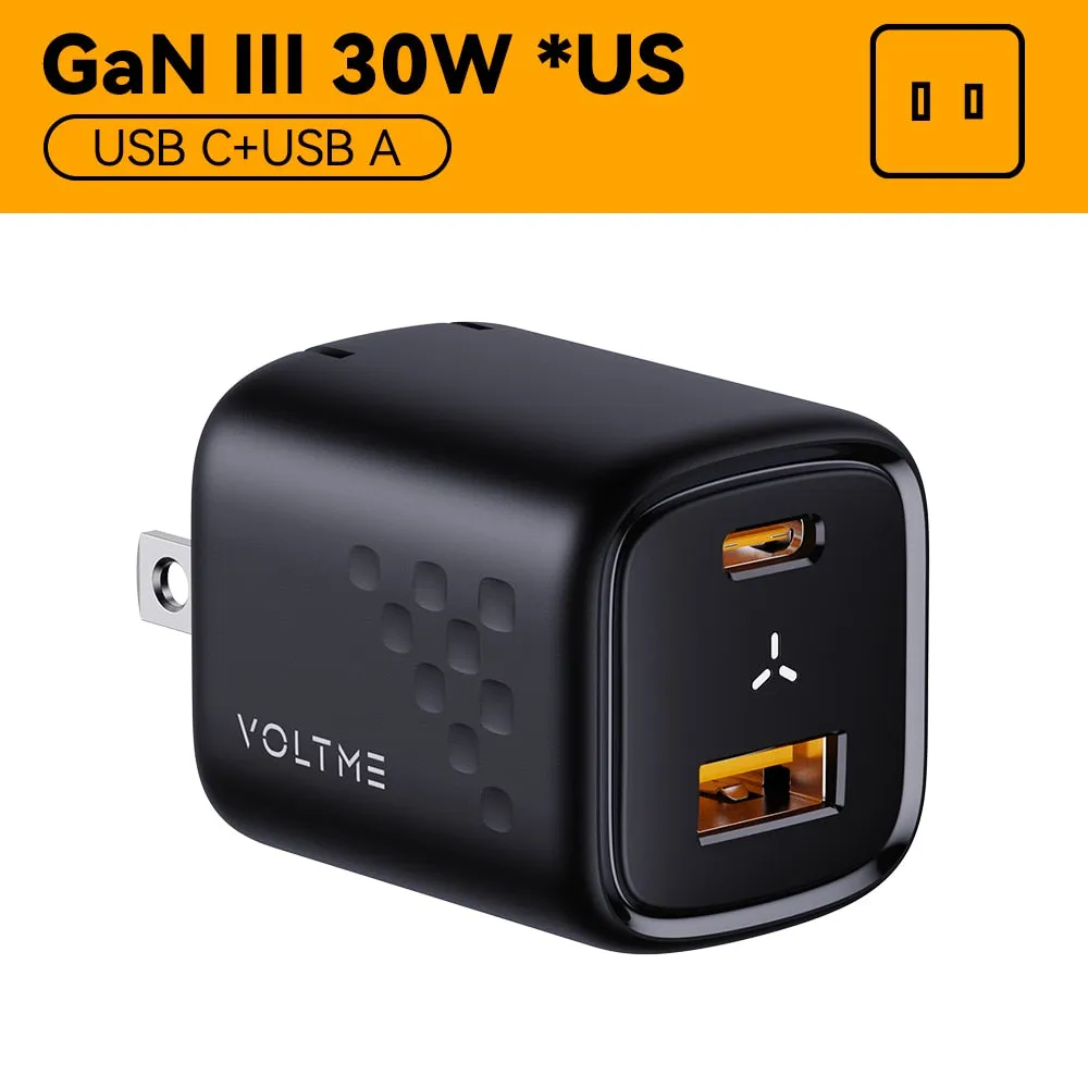 VOLTME 30W GaN Charger USB A   USB C Charger Fast Charging PD 3.0 QC 4.0  Support PPS AFC FCP SCP MTK For iPhone 13 12 Pro Max
