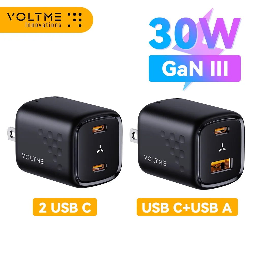 VOLTME 30W GaN Charger USB A   USB C Charger Fast Charging PD 3.0 QC 4.0  Support PPS AFC FCP SCP MTK For iPhone 13 12 Pro Max