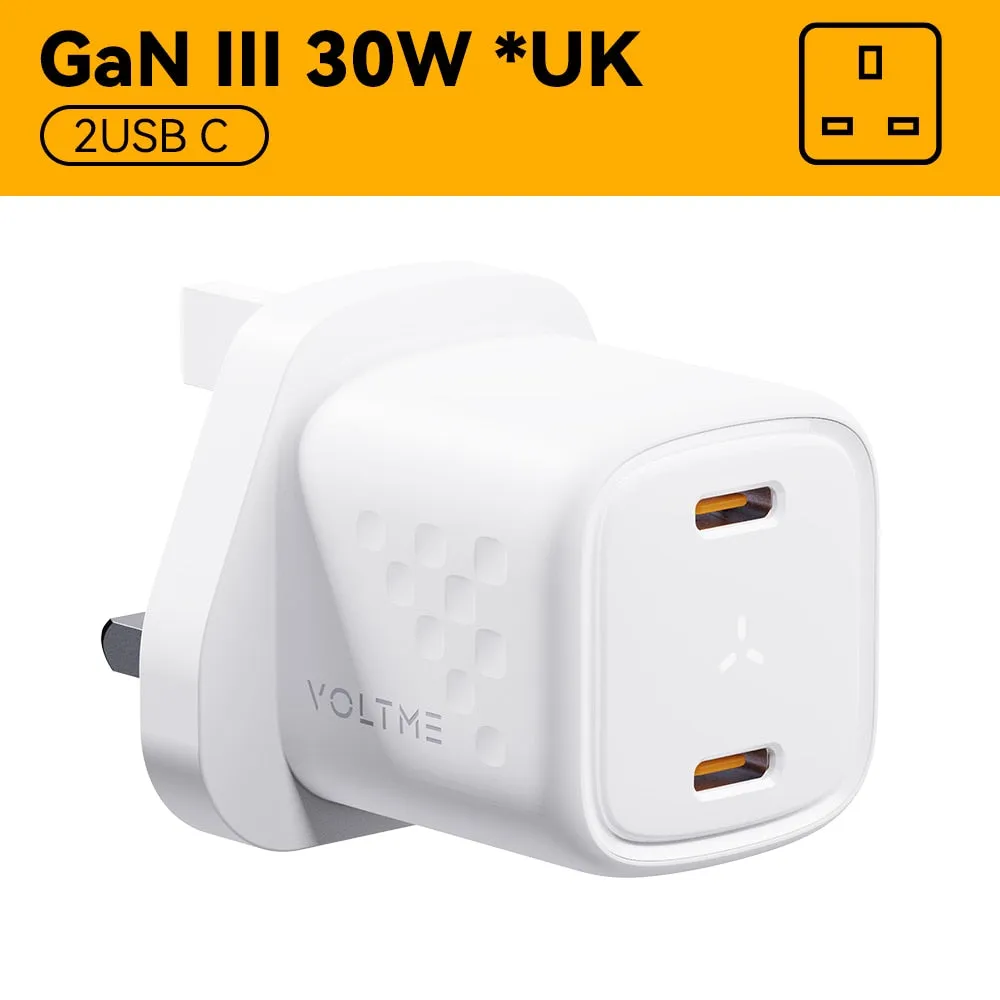 VOLTME 30W GaN Charger USB A   USB C Charger Fast Charging PD 3.0 QC 4.0  Support PPS AFC FCP SCP MTK For iPhone 13 12 Pro Max