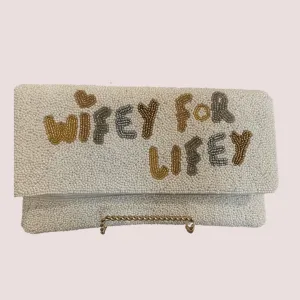 WIFEY FOR LIFEY BEADED HANDBAG
