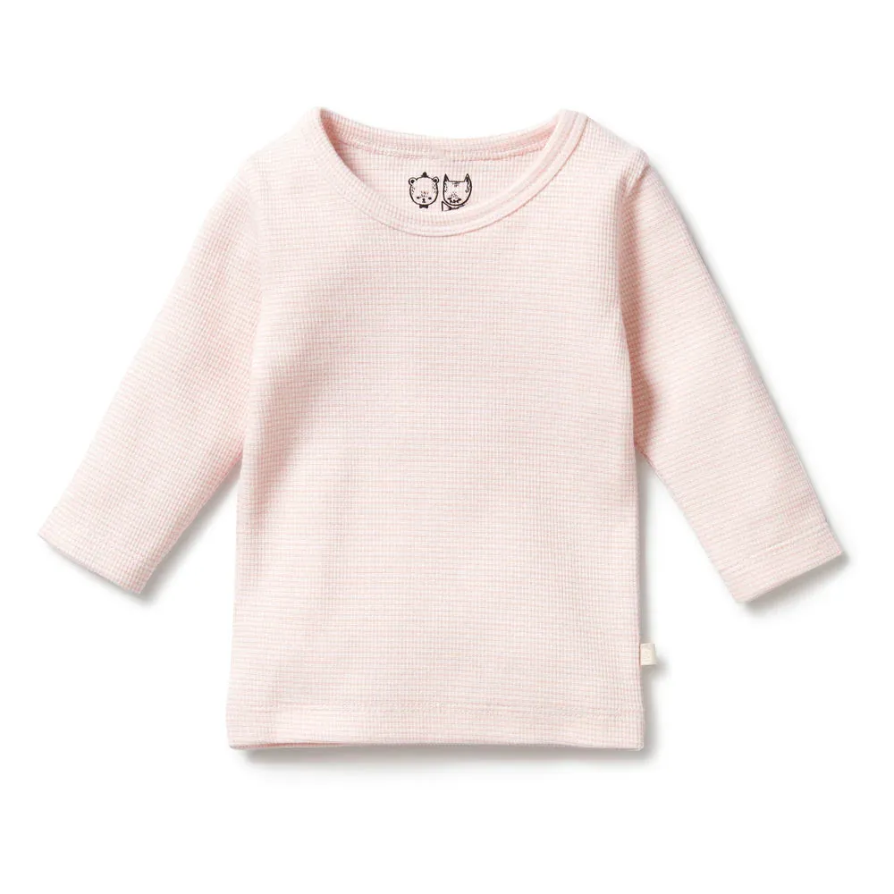 Wilson   Frenchie Organic Stripe Rib Long Sleeve Top - Cantaloupe
