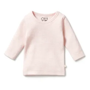 Wilson   Frenchie Organic Stripe Rib Long Sleeve Top - Cantaloupe