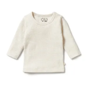 Wilson   Frenchie Organic Stripe Rib Long Sleeve Top - Oatmeal
