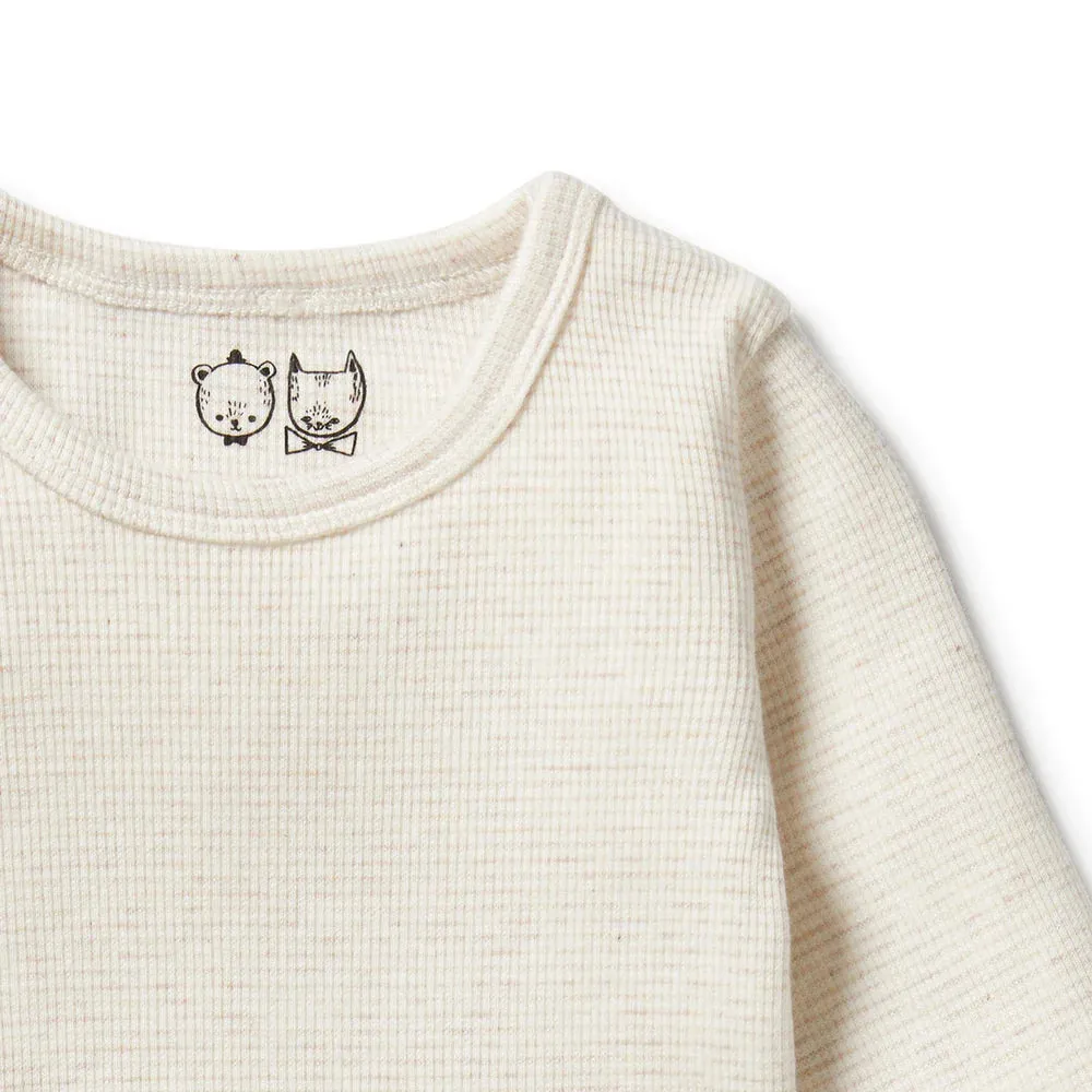 Wilson   Frenchie Organic Stripe Rib Long Sleeve Top - Oatmeal