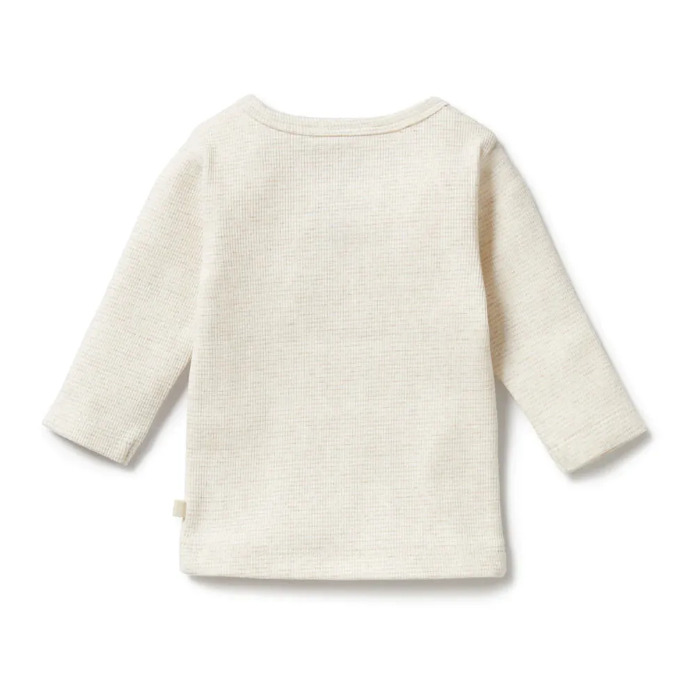 Wilson   Frenchie Organic Stripe Rib Long Sleeve Top - Oatmeal