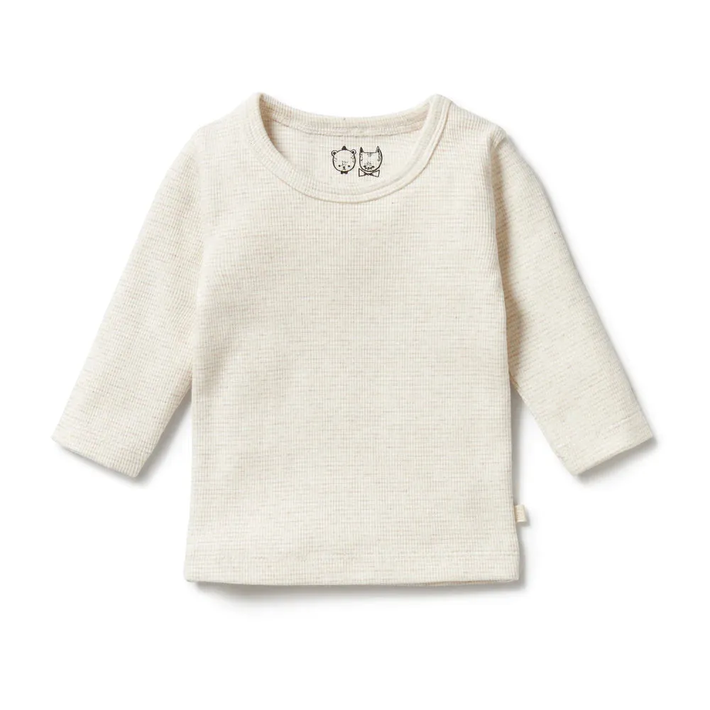 Wilson   Frenchie Organic Stripe Rib Long Sleeve Top - Oatmeal
