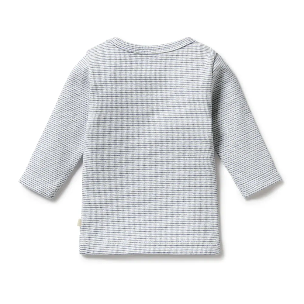 Wilson   Frenchie Organic Stripe Rib Long Sleeve Top - Rain Drop