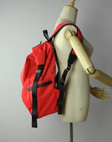 Womens Nylon Large Backpack Bag Red Nylon Travel Backpack School Rucksack for Ladies