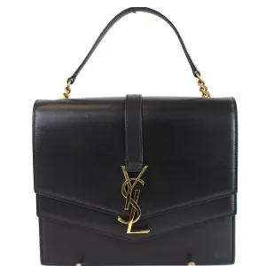 YVES SAINT LAURENT Montaigne Double Flap Leather Shoulder Bag Black