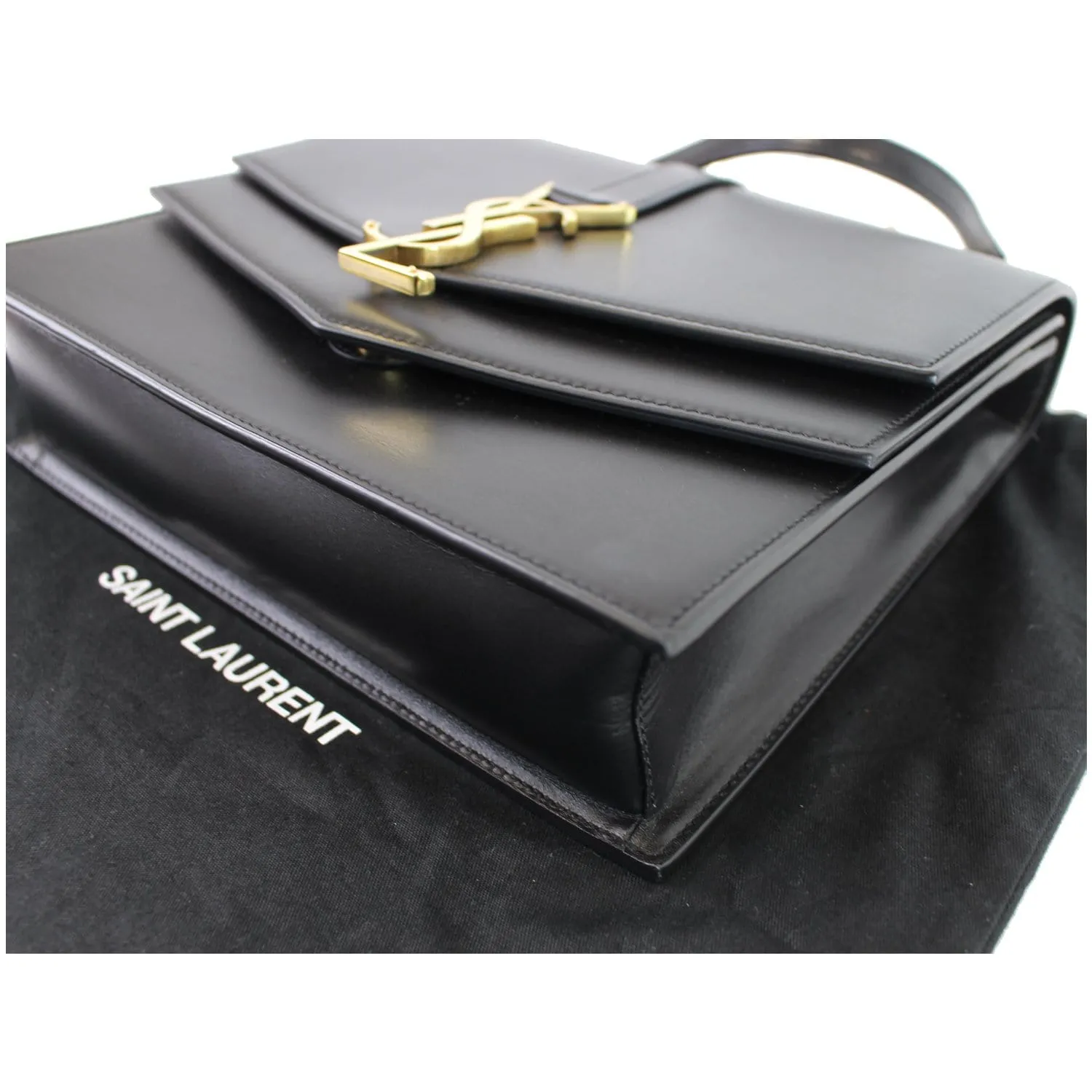 YVES SAINT LAURENT Montaigne Double Flap Leather Shoulder Bag Black