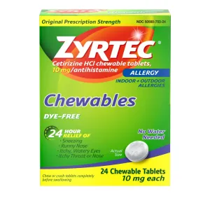 Zyrtec Allergy Dye-Free Chewables, 24 Count