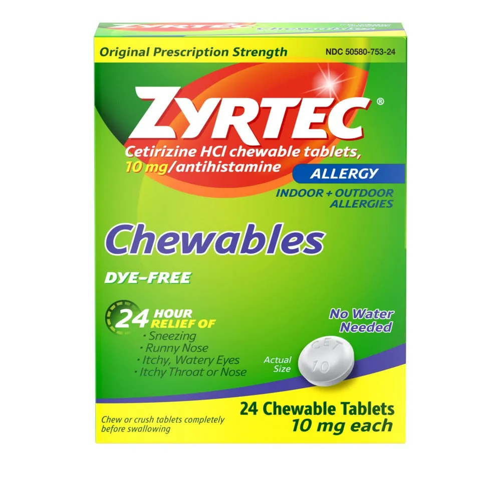 Zyrtec Allergy Dye-Free Chewables, 24 Count